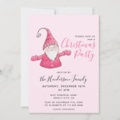 Girl Fun Gnome Personalisiert Pink Weihnachten Einladung (Vorderseite)