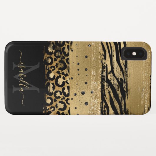 Girl Fun Modern Gold Glitzer Script Mit Monogramm Case-Mate iPhone Hülle (Rückseite (Horizontal))