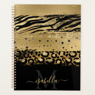 Girl Fun Modern Gold Glitzer Script Mit Monogramm Planer