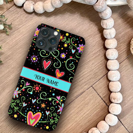 Girl Fun Teen Trendy Black Floral Inspirivity Case-Mate iPhone Hülle