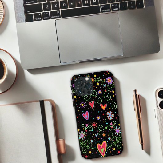 Girl Fun Teen Trendy Black Floral Inspirivity Case-Mate iPhone Hülle