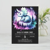 Girl Fun Triceratops Geburtstag Einladung (Stehend Vorderseite)