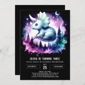 Girl Fun Triceratops Geburtstag Einladung (Vorne/Hinten)