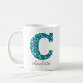 Girl-Funkelnd Aquamariner Glitzer Letter C Monogra Kaffeetasse (Links)