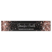 Girl Funkelnd Rose Gold Glitzer Black Namensplakette (Vorderseite)