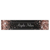 Girl Funkelnd Rose Gold Glitzer Black Namensplakette (Vorderseite)