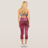 Girl Funkelnd Wine Burgundy Roter Glitzer Capri Leggings (Rückseite)