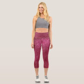 Girl Funkelnd Wine Burgundy Roter Glitzer Capri Leggings (Vorderseite)