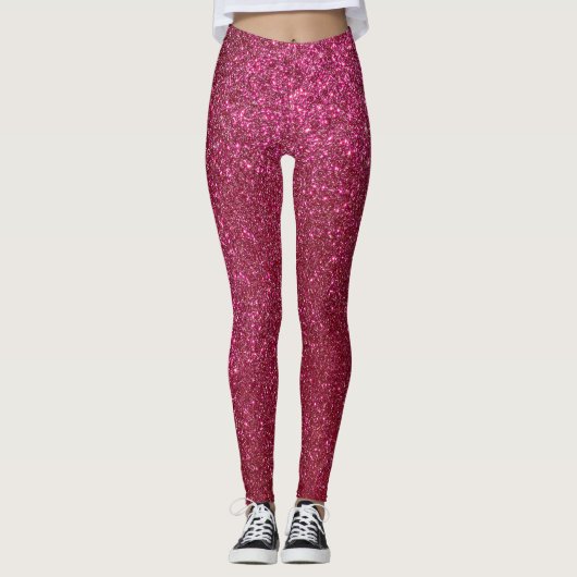 Girl Funkelnd Wine Burgundy Roter Glitzer Leggings (Vorderseite)
