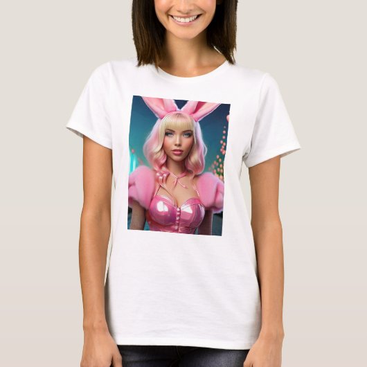 Girl Funny Beautiful Bunny T-Shirt (Vorderseite)