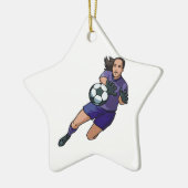 Girl-Fußballgoalie Keramik Ornament (Links)