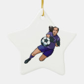 Girl-Fußballgoalie Keramik Ornament (Hinten)