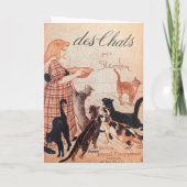 Girl Fütternd Cats Vintag Steinlen Poster Karte (Rückseite)