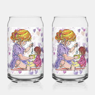 Girl Fütternd Doll Soda Glass Dosenglas