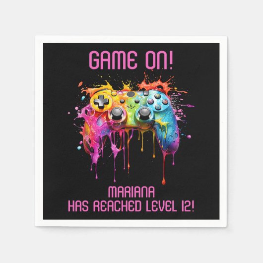 Girl Gamer Pink Video Game Party Serviette (Vorderseite)