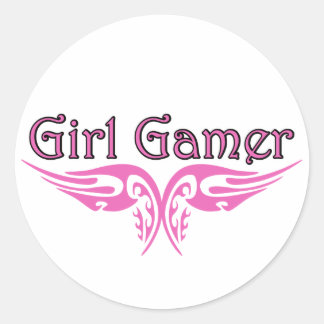 Girl Gamer Runder Aufkleber