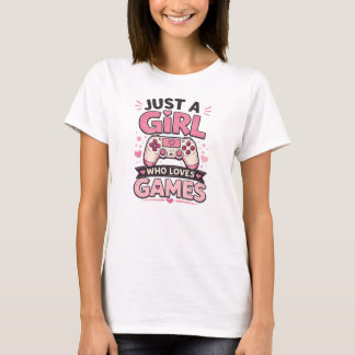 Girl Gamer Zitat Rosa Controller Kunst T-Shirt