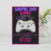 Girl Gaming Geburtstag Einladung (Stehend Vorderseite)