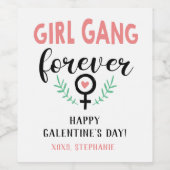 Girl Gang Forever Galentine's Day Weinetikett (Einzelnes Label)