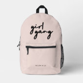 Girl Gang | Girl Power Moderner Feminismus Rosa Ro Bedruckter Rucksack (Vorderseite)