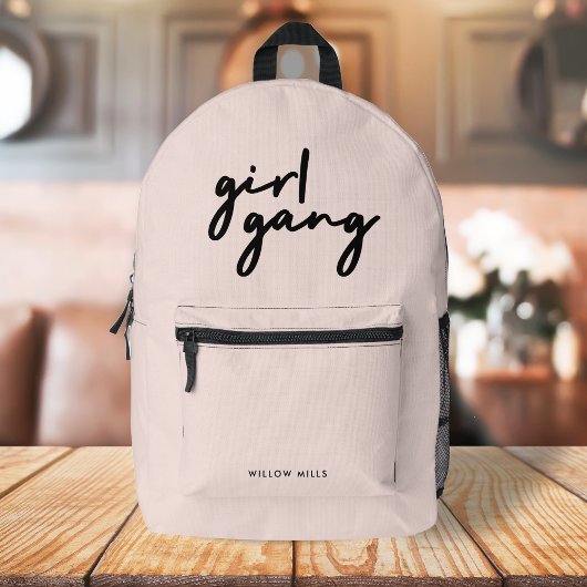 Girl Gang | Girl Power Moderner Feminismus Rosa Ro Bedruckter Rucksack