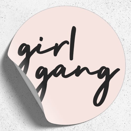 Girl Gang | Girl Power Moderner Feminismus Rosa Ro Runder Aufkleber