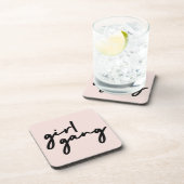 Girl Gang | Niedlich Pink Girl Power Moderner Femi Getränkeuntersetzer (Rechte Seite)