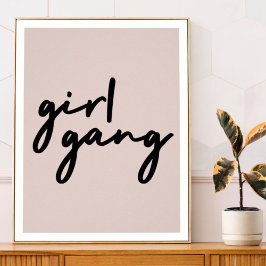 Girl Gang | Niedlich Pink Girl Power Moderner Femi Poster
