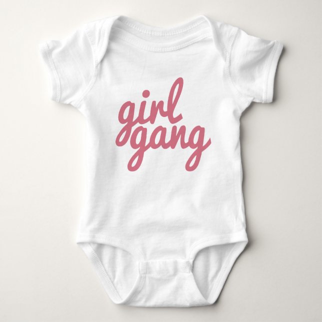 Girl Gang Pink Print Baby Strampler (Vorderseite)