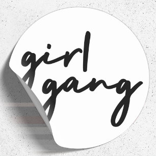 Girl Gang   Stilvoll Moderner feministischer Girl  Runder Aufkleber