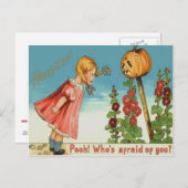 Girl Garden Kürbislaterne Pumpkin Postkarte (Vorne/Hinten)