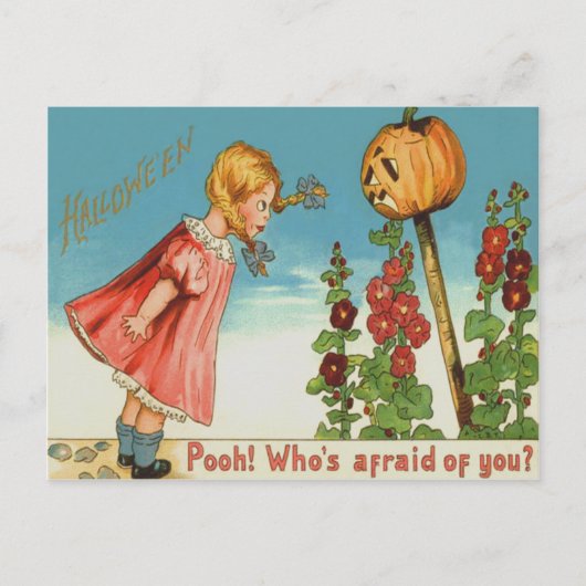 Girl Garden Kürbislaterne Pumpkin Postkarte (Vorderseite)