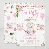 Girl Garden Tee Party Babydusche Einladung (Vorne/Hinten)