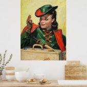 Girl geht ins Button der Uni Poster (Küche)