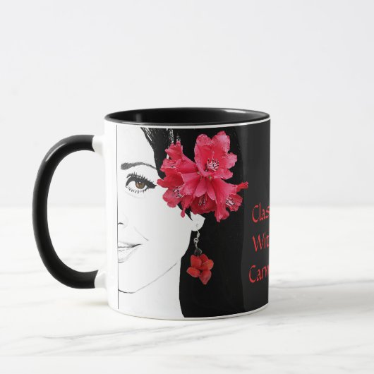 Girl-Gesicht anpassbare Blumenmode-Illustration Tasse (Links)