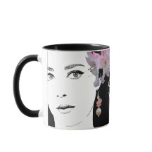 Girl-Gesicht anpassbare Blumenmode-Illustration