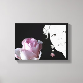 Girl Gesicht hübsch rosa Rosa Blumenmode Kunst Leinwanddruck