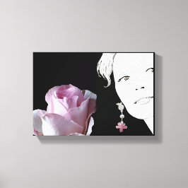 Girl Gesicht hübsch rosa Rosa Blumenmode Kunst Leinwanddruck