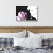 Girl Gesicht hübsch rosa Rosa Blumenmode Kunst Leinwanddruck (Insitu (Schlafzimmer))