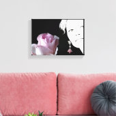 Girl Gesicht hübsch rosa Rosa Blumenmode Kunst Leinwanddruck (Insitu (Wohnzimmer))