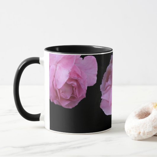 Girl Gesicht hübsch rosa rosa blütenblütige Mode Tasse (Mit Donut)