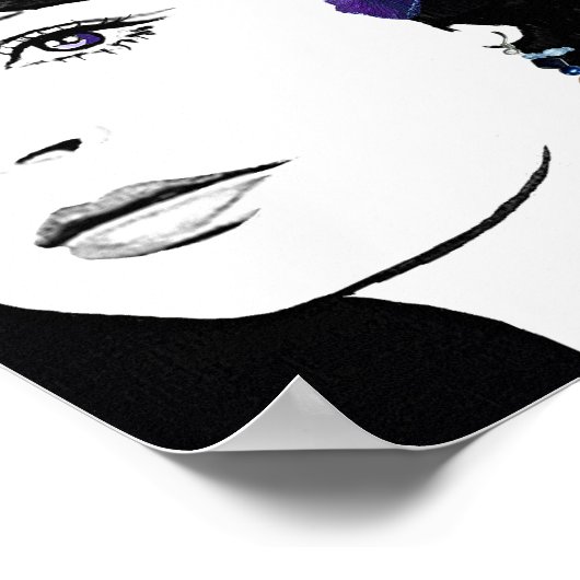 Girl Gesicht hübsche Mode Illustration Fine Art Poster (Ecke)