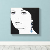 Girl Gesicht schöne Blumenmode Illustration Leinwanddruck (Insitu (Holzboden))