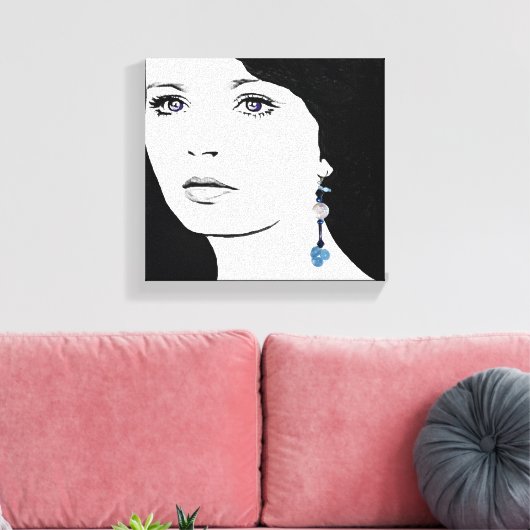 Girl Gesicht schöne Blumenmode Illustration Leinwanddruck (Insitu (Wohnzimmer))