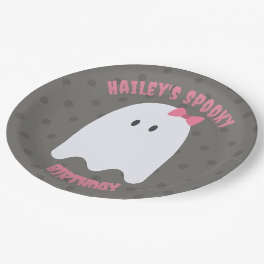 Girl Ghost Birthday Party Personalisierte Papierpl Pappteller (Schrägansicht)