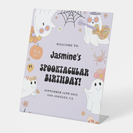 Girl Ghost Halloween Geburtstagswillkommen Sockelschild (Vorderseite)