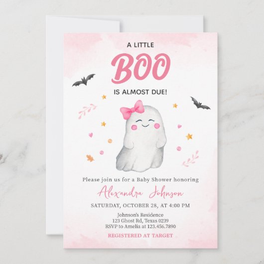 Girl Ghost Halloween Kinderdusche Einladung (Vorderseite)