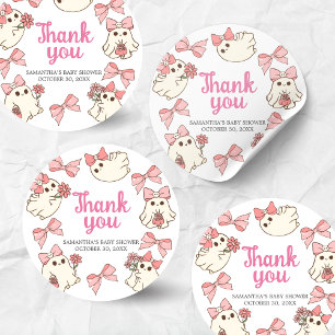 Girl Ghost Little Boo Halloween Kinderdusche Runder Aufkleber