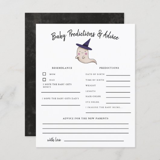 Girl Ghost Little Boo Predictions & Advice Card (Vorne/Hinten)