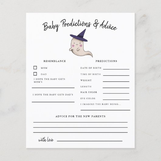 Girl Ghost Little Boo Predictions & Advice Card (Vorderseite)